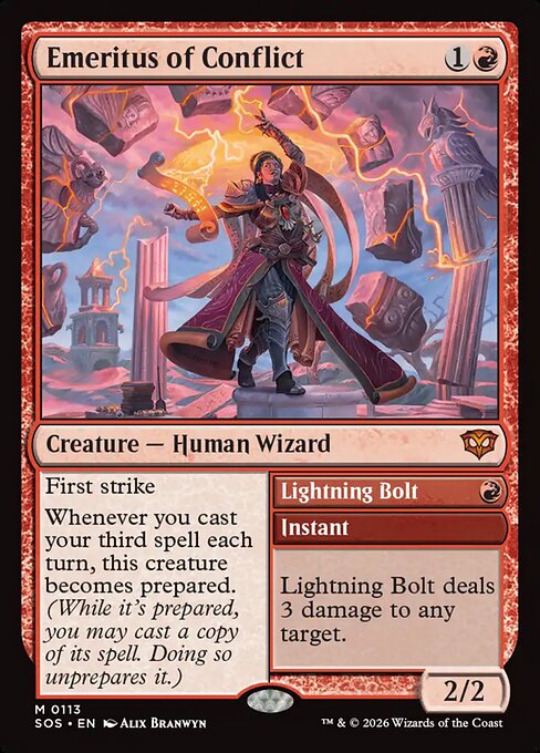 Emeritus of Conflict // Lightning Bolt (Mythic)